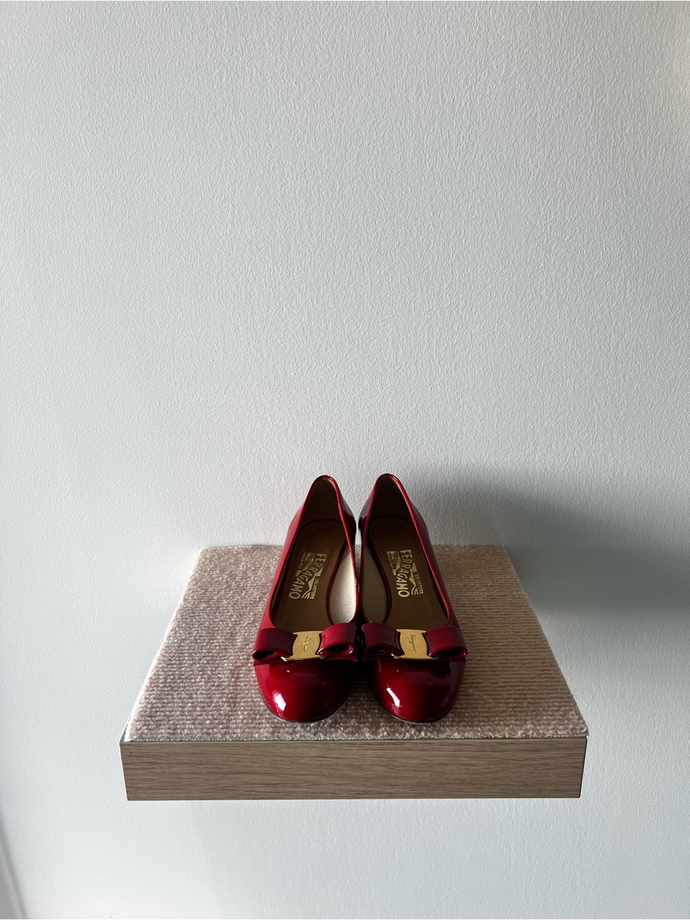 Salvatore Ferragamo Red Patent Vara Bow Flats